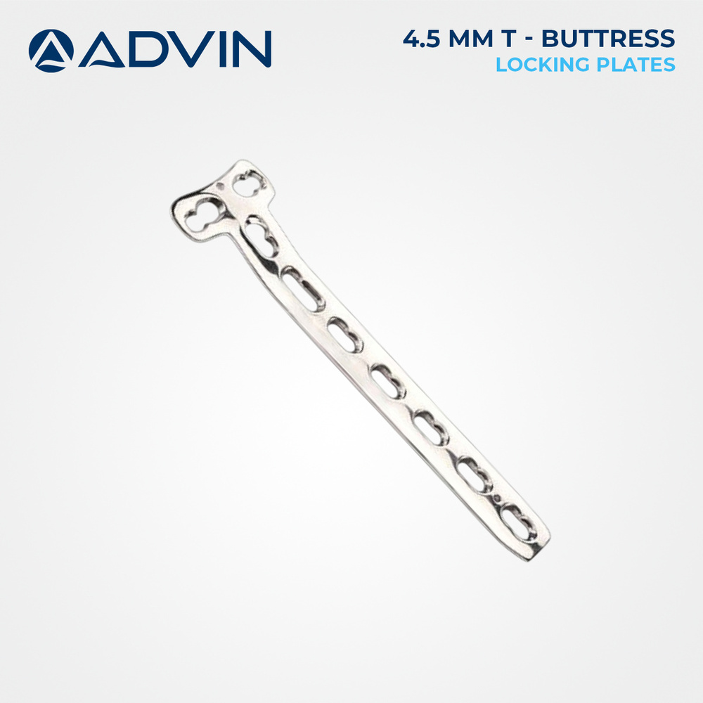 4.5mm T-Buttress Locking Plate - Titanium or Stainless Steel, T-Shaped Design for Secure Fixation in Distal Femur and Proximal Tibia Fractures