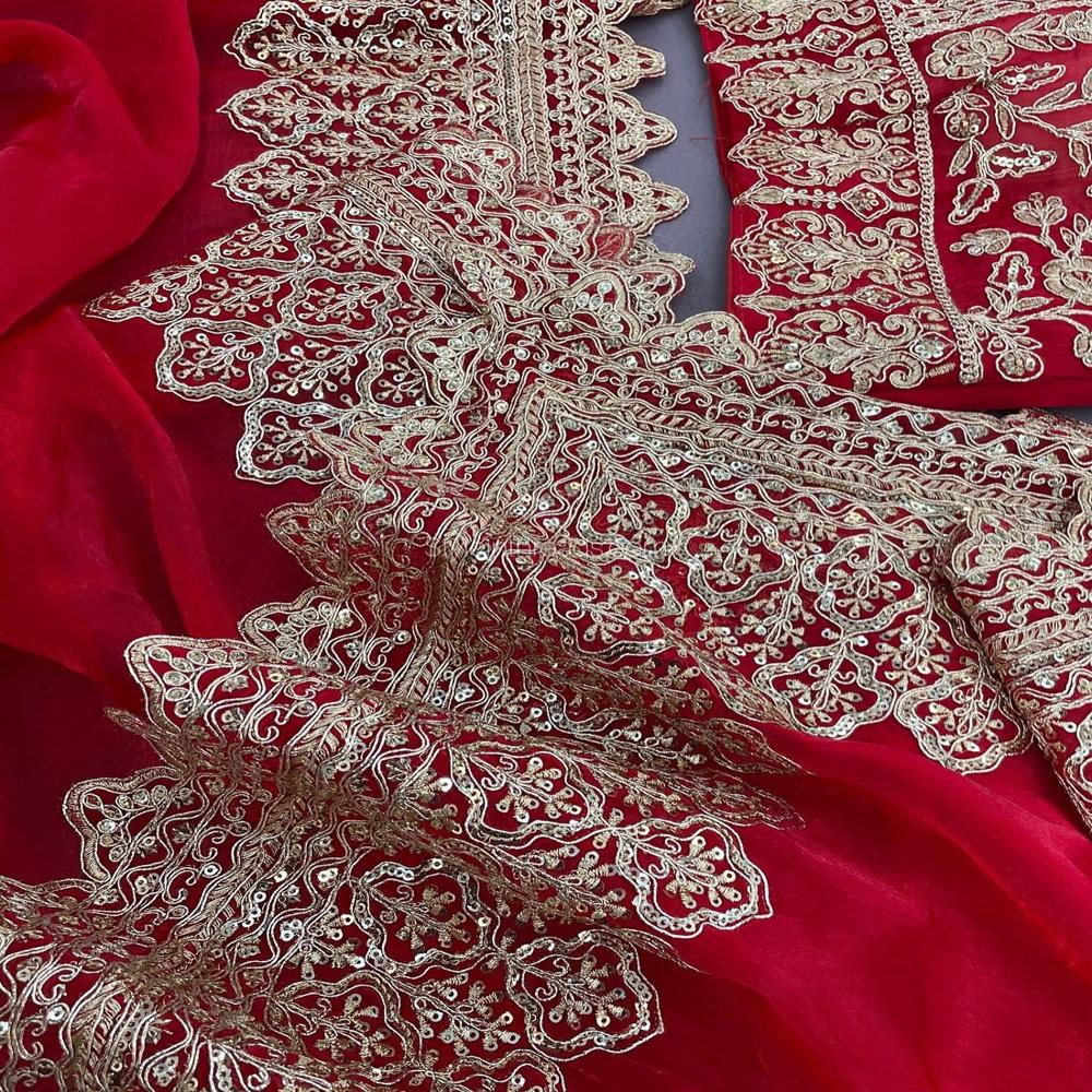 Designer Festival Wear Saree - Color: Red
