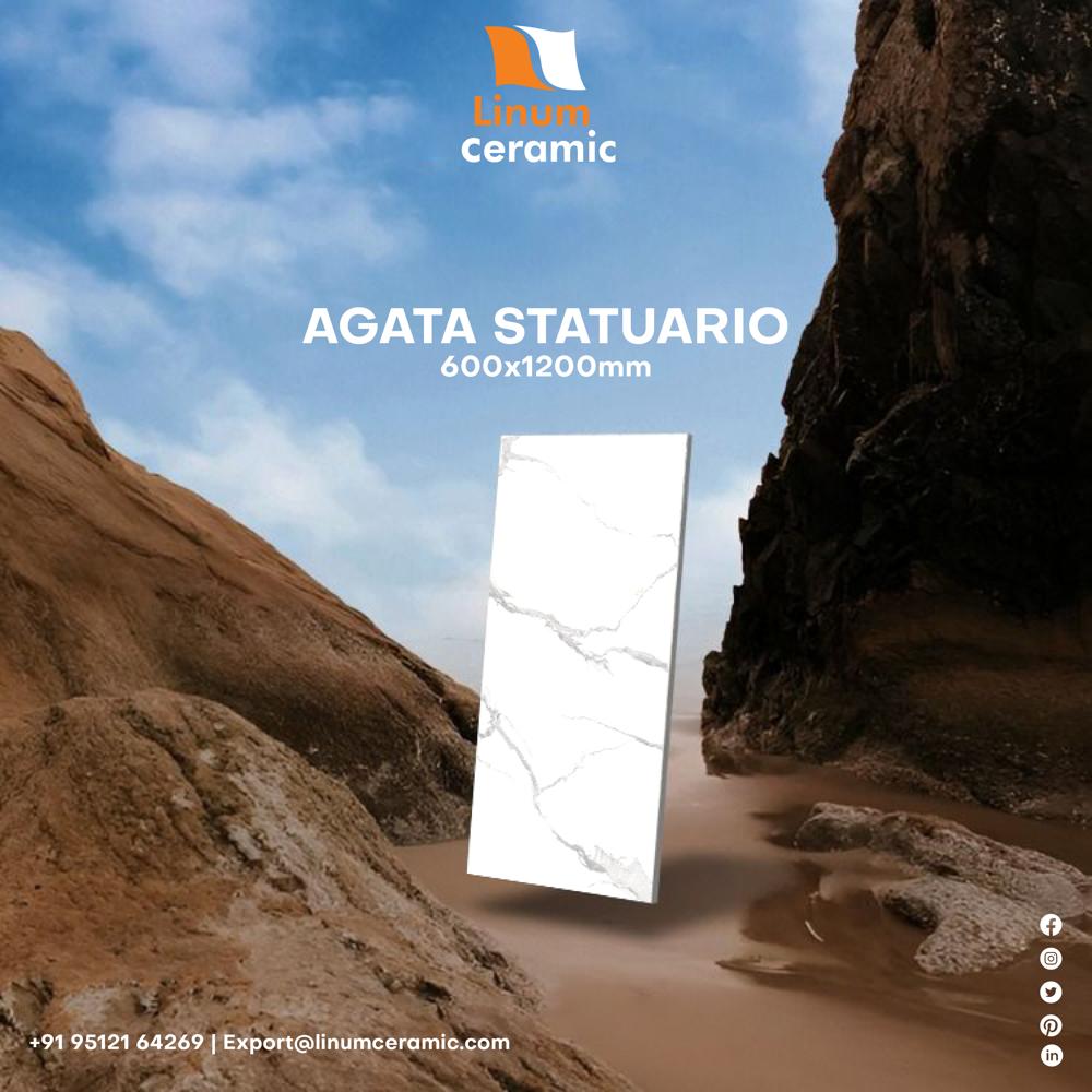 600x1200 MM Artico White Glossy Finish TIle