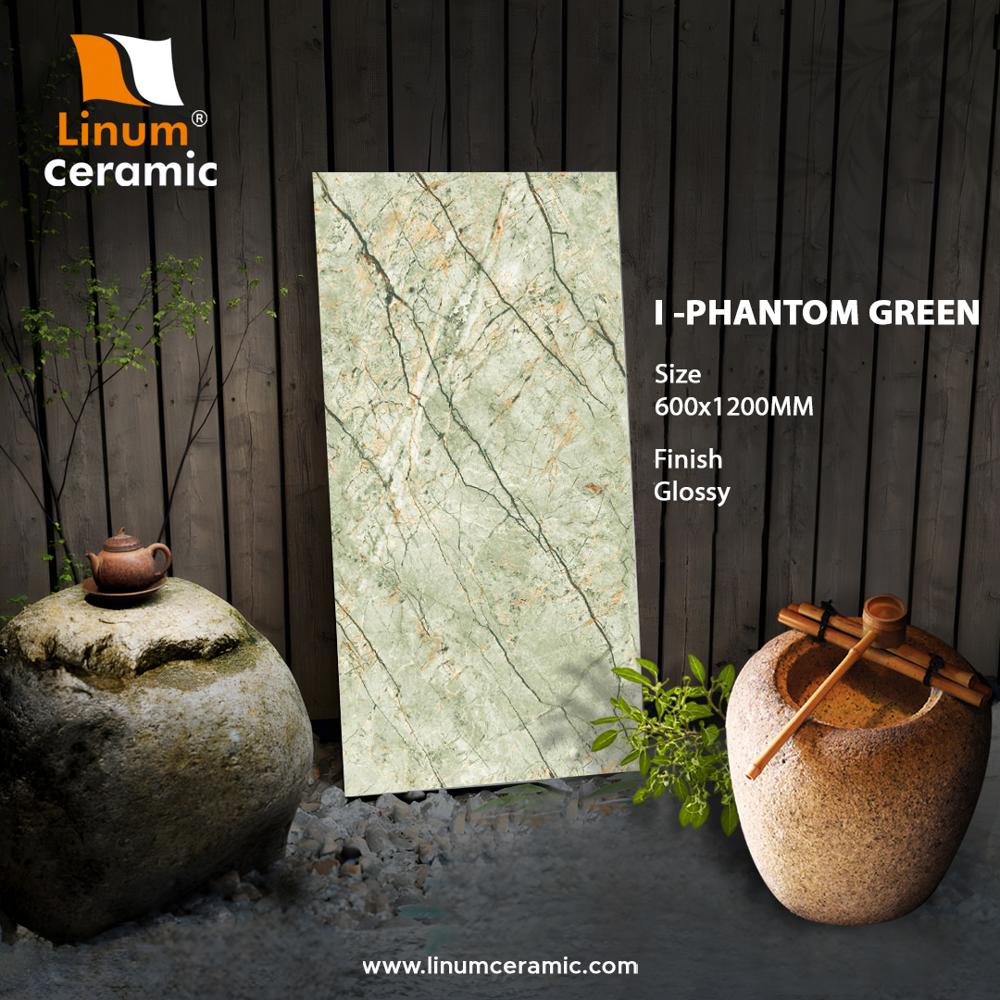600x1200 MM Que Green Glossy Finish TIles