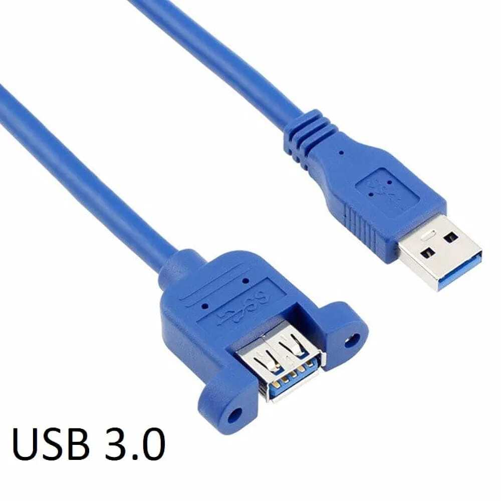 Usb Male To Female Panel Mounting Cable - Color: Blue