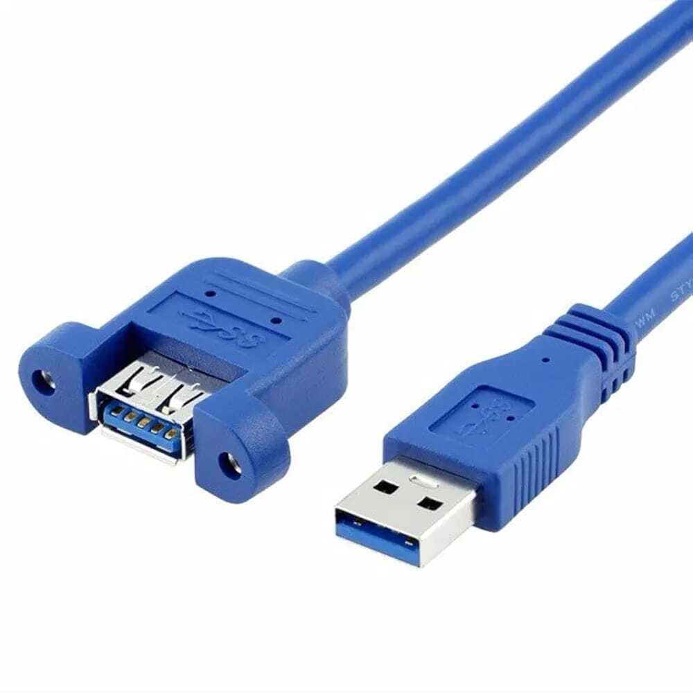 Usb Male To Female Panel Mounting Cable - Color: Blue