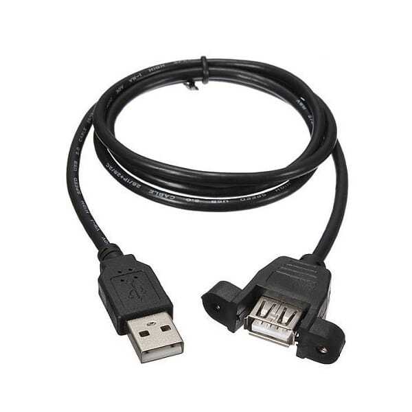 Usb Female Panel Mount To Male Usb Cable - Color: Black