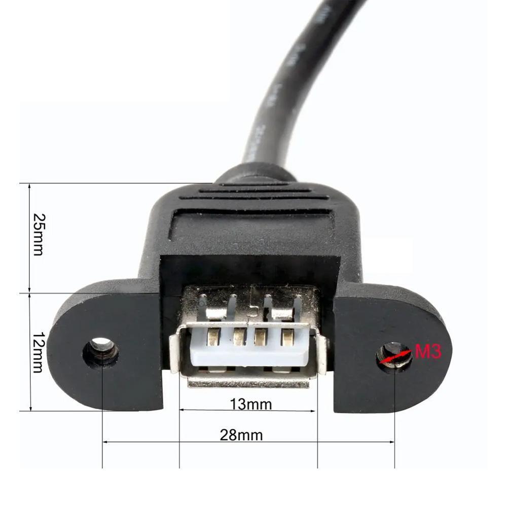 USB Female Panel Mount to Male USB Cable