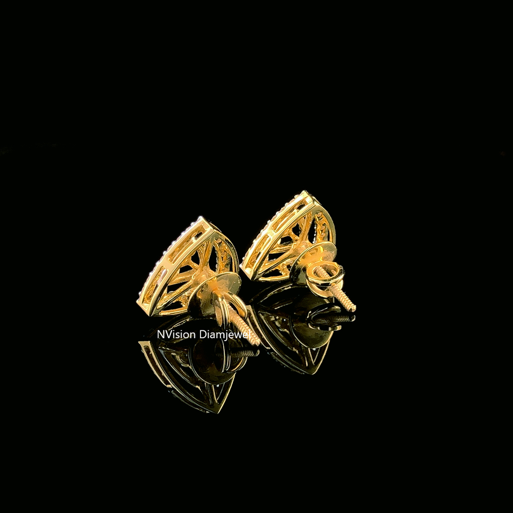 Geometric Stunning Triangular Natural Diamond Gold Earrings - Diamond Carat Weight: 0.65 Carat