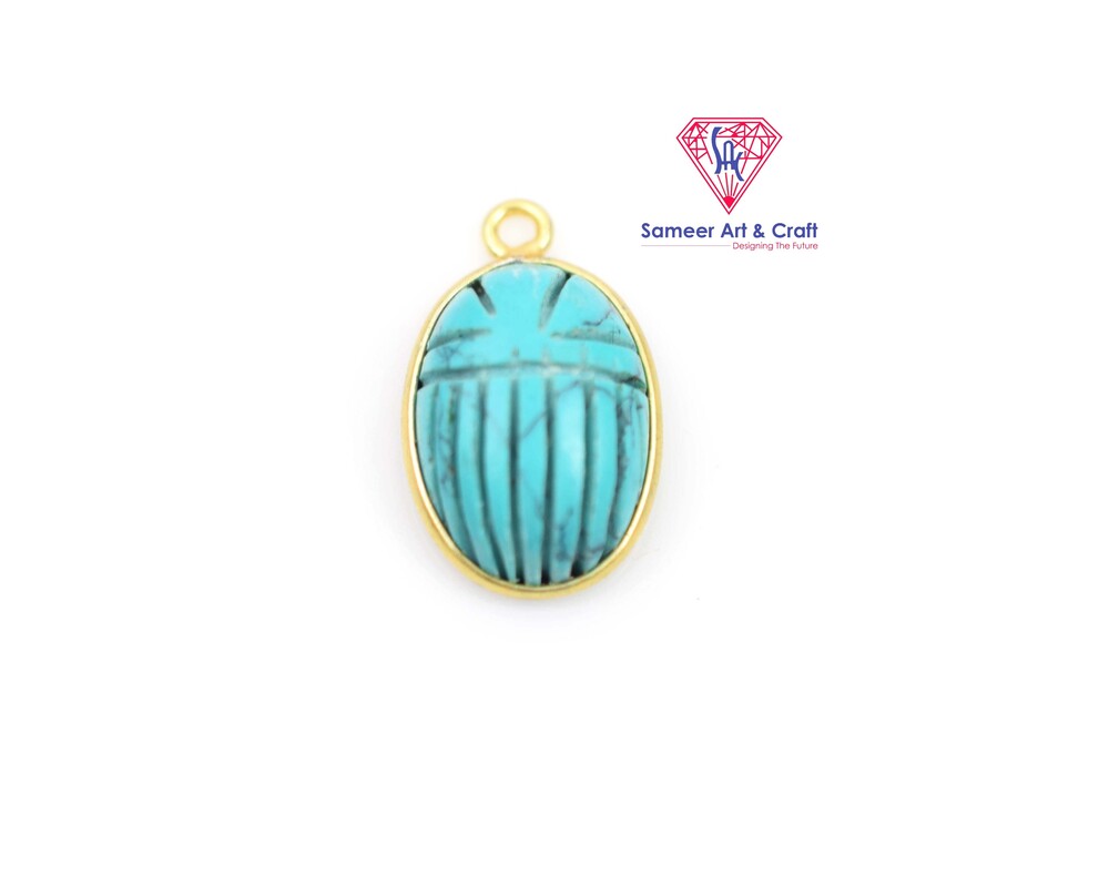 Natural Multi Gemstone Oval Shape Carving Stone Pendant