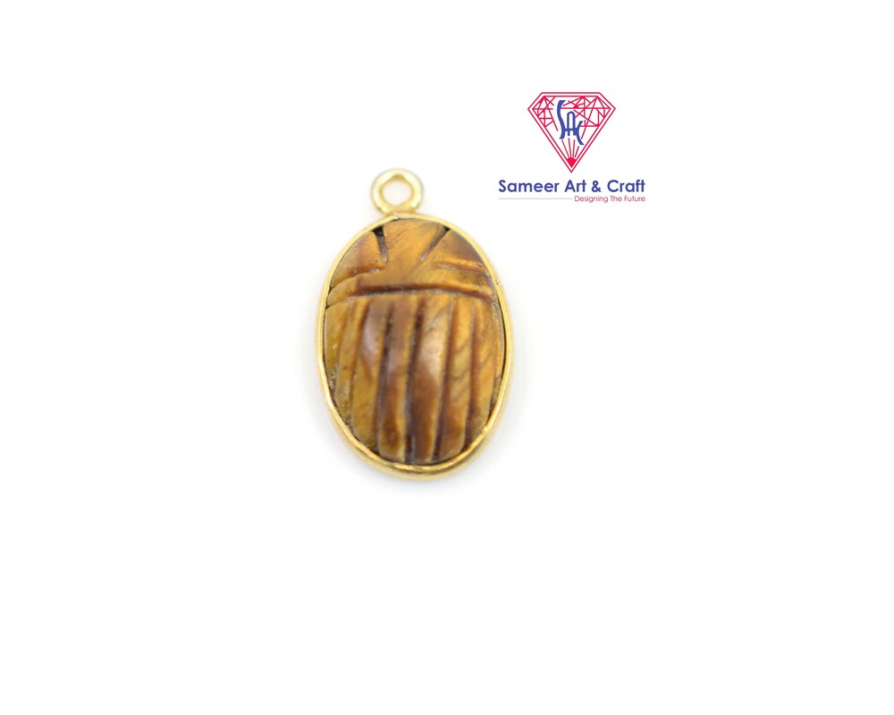 Natural Multi Gemstone Oval Shape Carving Stone Pendant