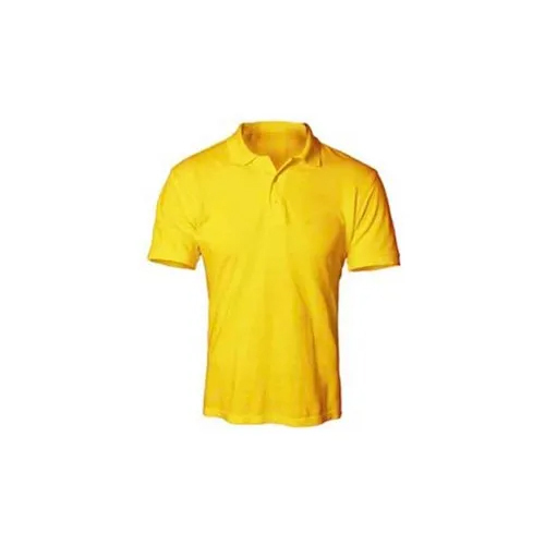 Collar Plain Polyester Fabric T Shirt - Color: Black