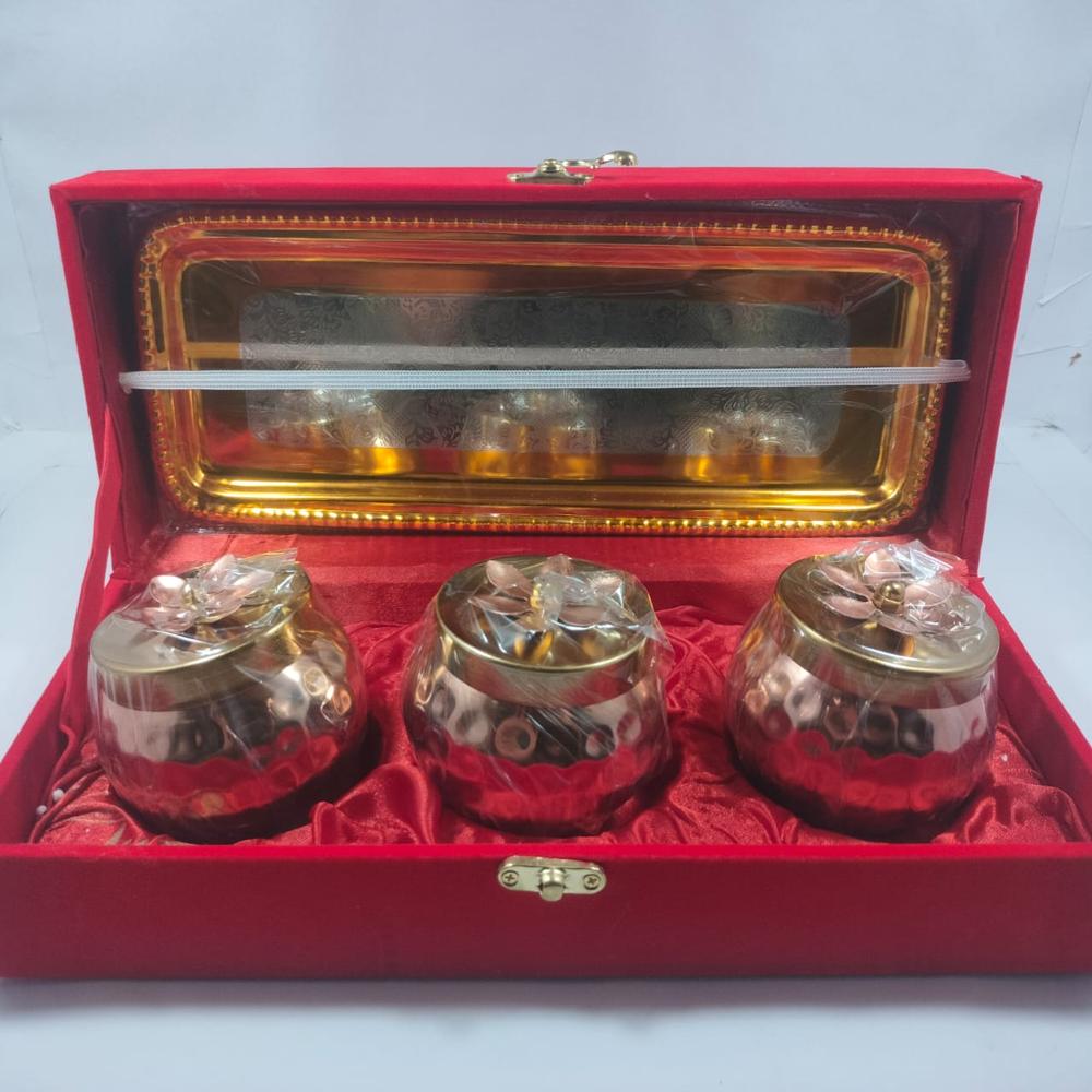 Metal Gifting Jar set of 3 with velvet box
