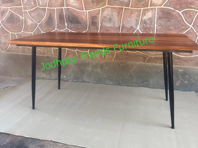 Roster Sheesham Wood Dining Table With Natural Gray Finish For Dining Room