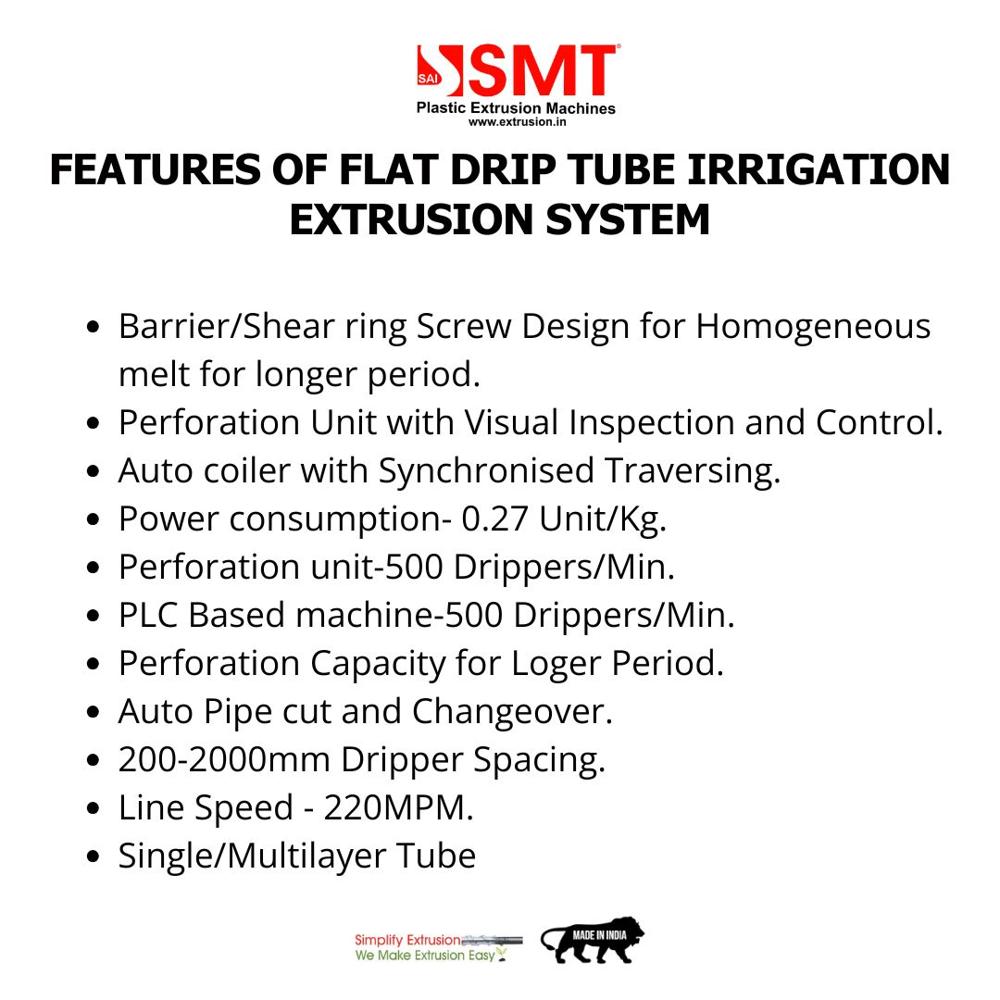 Flat Drip Irrigation Tube Extrusion System High Speed Drip Pipe Making Machine