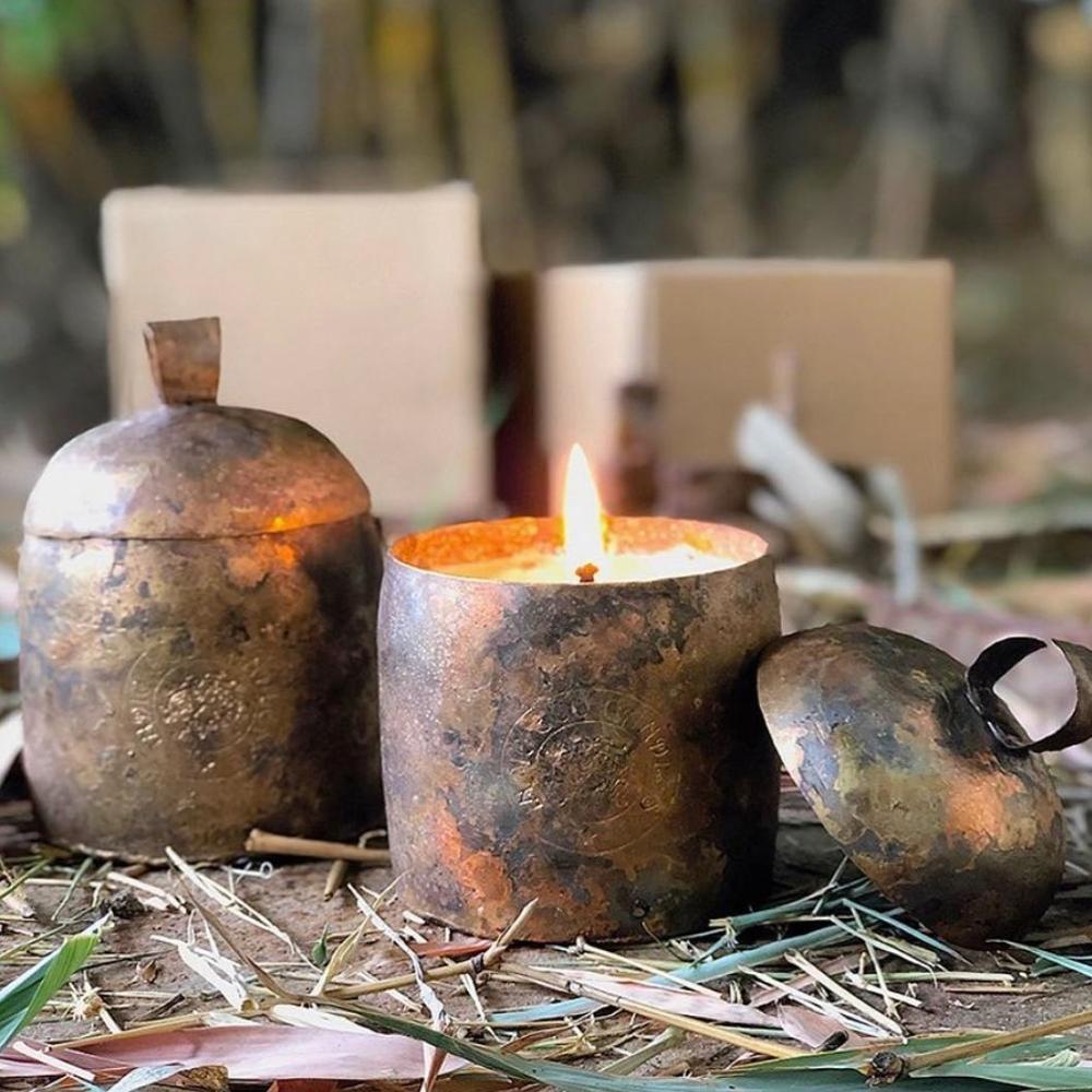 Brass Metal Candle Jar Handmade Embossed Design Custom Size and Design Candle Jar Pot