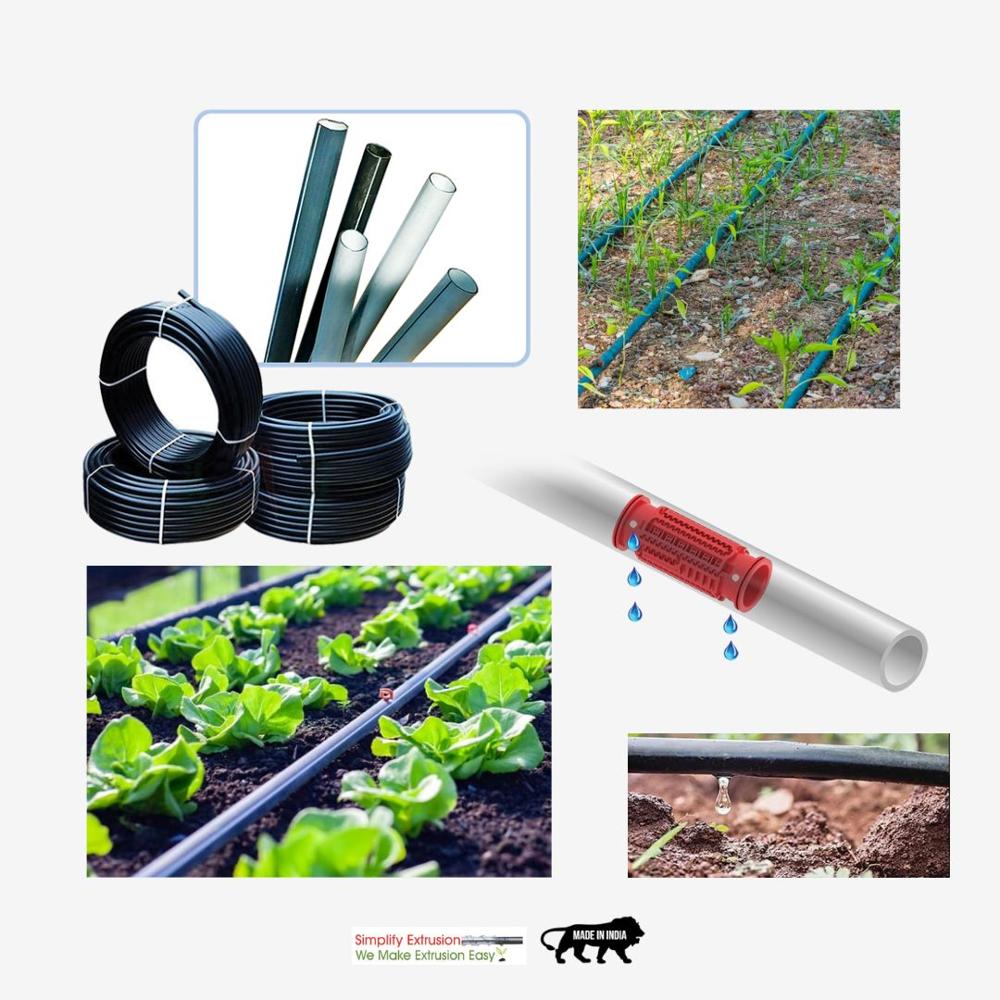 Round drip irrigation tube extrusion system