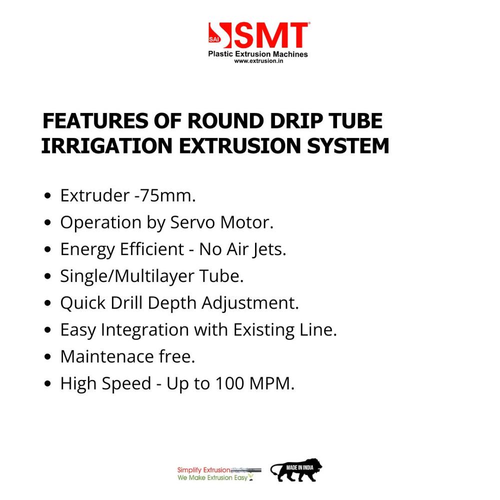 Round drip irrigation tube extrusion system