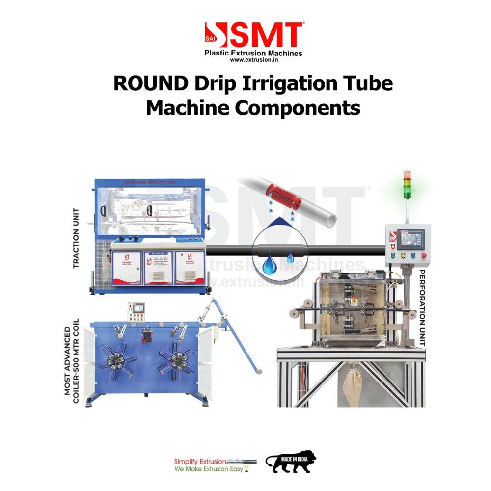 Round drip irrigation tube extrusion system