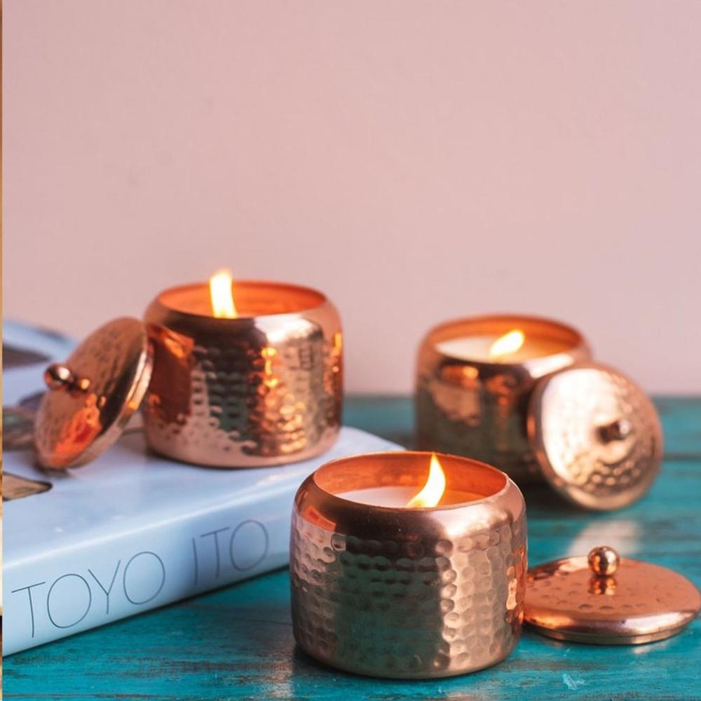 Antique Copper Jar Pure Copper Candle Jar Handmade Design Indian Art Decorative Candle Jar