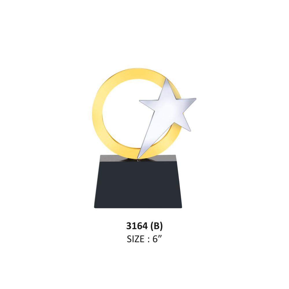 Metal Star With Ring Trophy - Finishing: Glossy