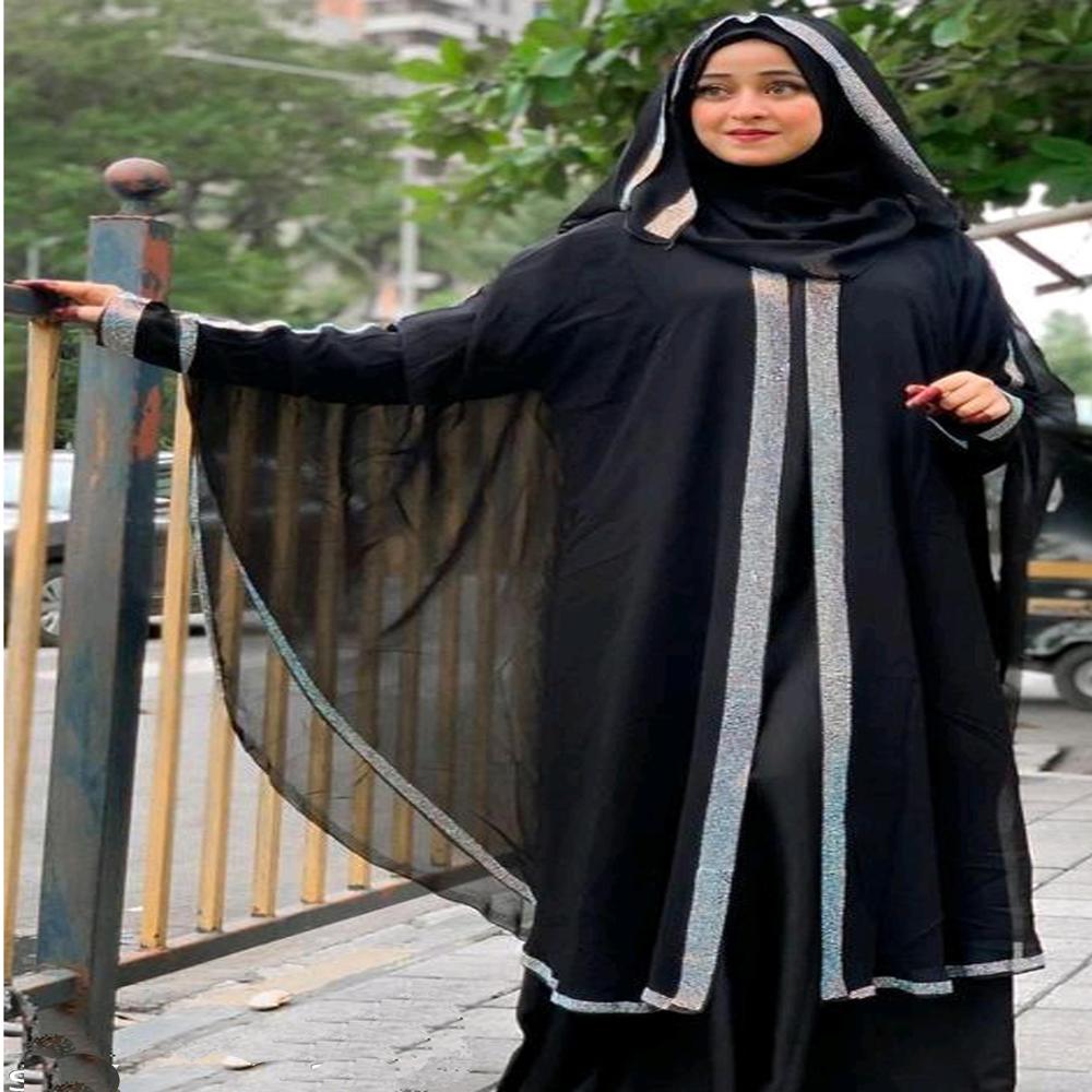 Black Abaya Stone Work For Women Elegant Modest Wear Black Stylish Dubai Abaya