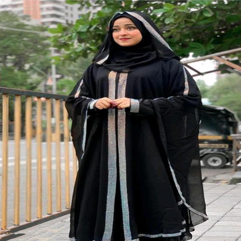 Black Abaya Stone Work For Women Elegant Modest Wear Black Stylish Dubai Abaya