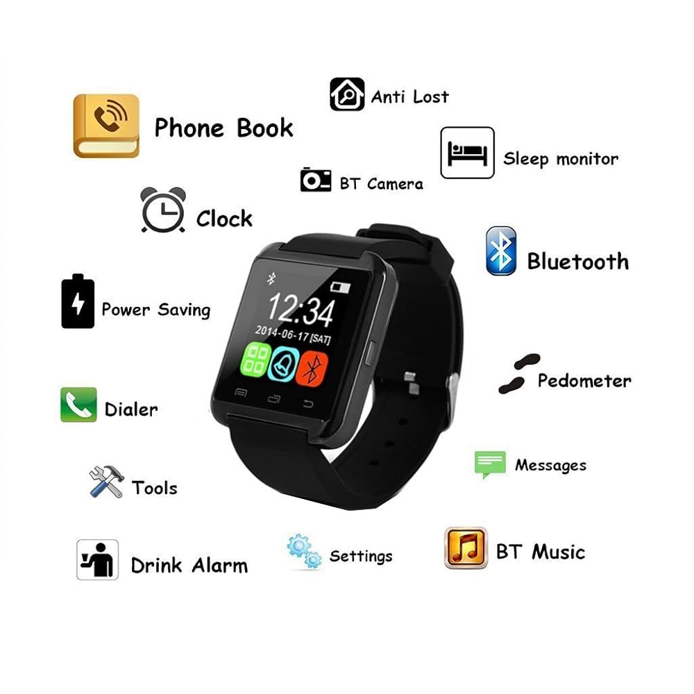V8 Smart Watch - Color: Black
