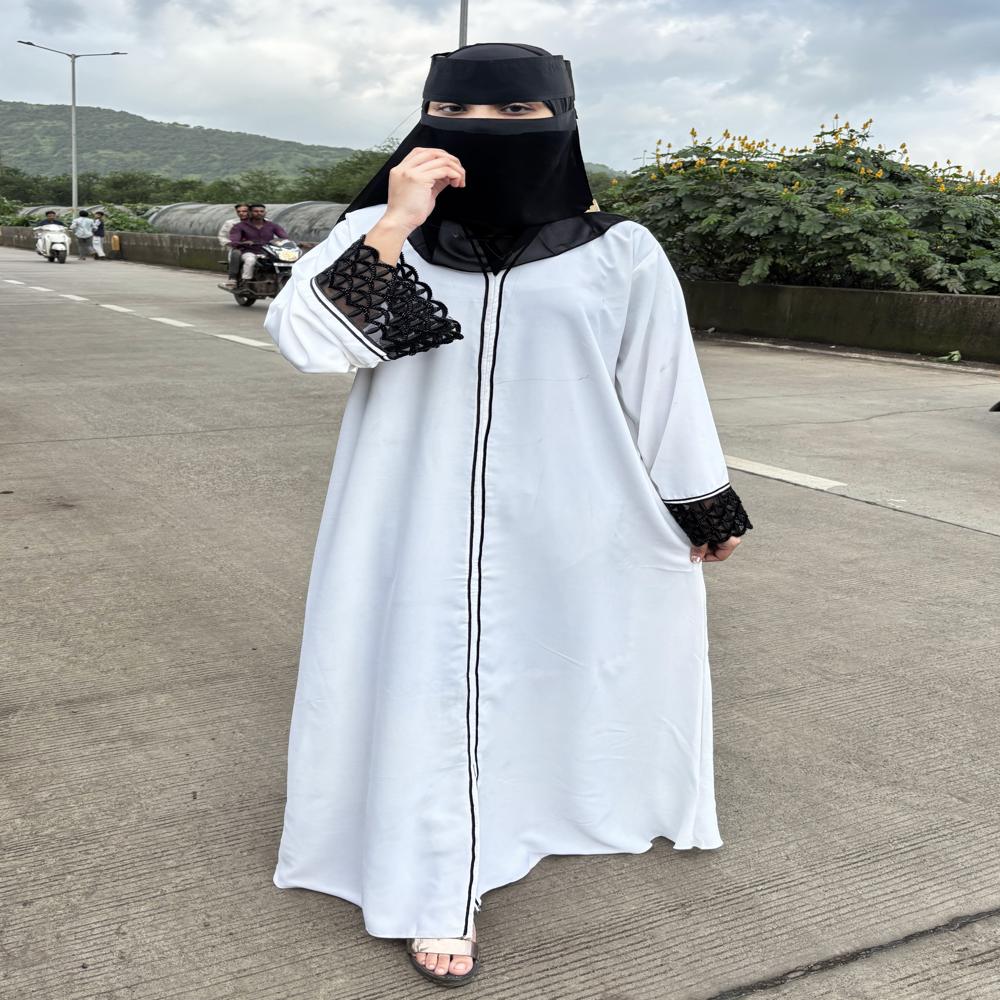 White Abaya Handwork Burqa For Women Modest Wear Stylish Dubai Abaya