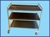 3 Self Steel Trolley 20"x 30" - Stainless Steel, 150 Kg Load Capacity | Ideal For Safe Material Transport In Hospitals