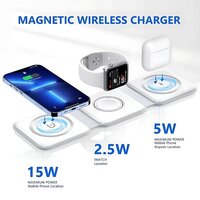 3 In 1 Magnetic Foldable Magsafe Wireless Charger - Durable Plastic Material, Compact Design , Cash On Delivery Available, Bulk Orders Only