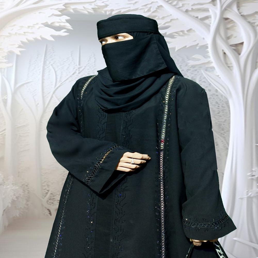 Black Abaya Stone Work For Women Elegant Modest Wear Black Stylish Dubai Abaya