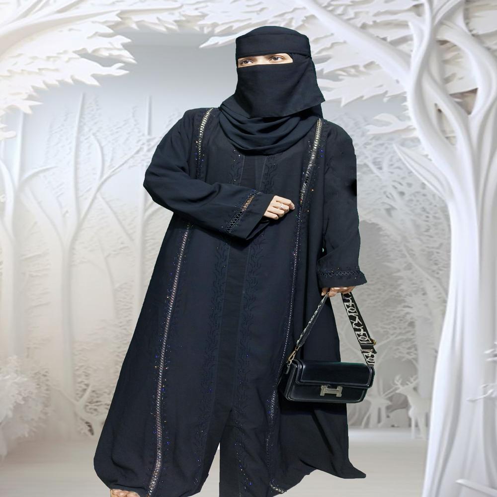 Black Abaya Stone Work For Women Elegant Modest Wear Black Stylish Dubai Abaya