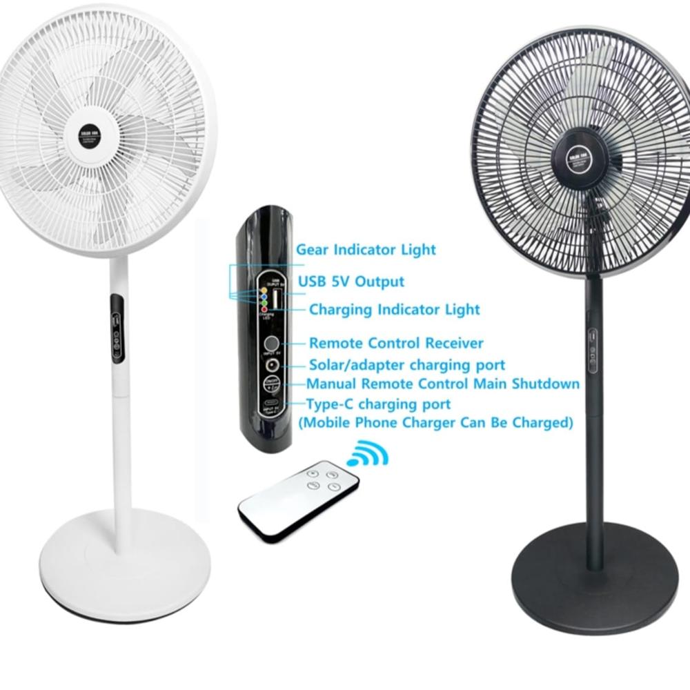 Ac/dc 16 Mm Rechargeable Fan - Stainless Steel , 16-inch White Design | Dual Power Supply Ac/dc, Floor Mounting, 50/60 Hz, 240 Volt