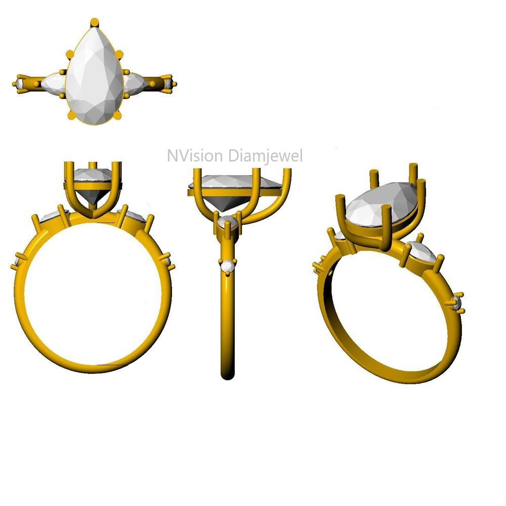 Dewdrop Treasure LabGrown  Pear Solitaire Diamond Ring