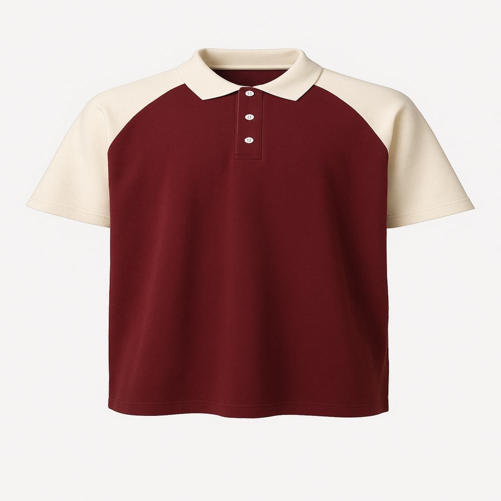Raglan Contrast Cotton Polo T-shirt - Age Group: Adults