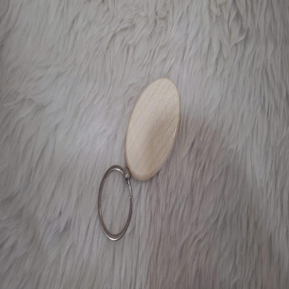 Dw 14 Oval Wooden Keychain - Color: Brown