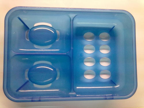 Plastic Soap Case - Plastic, 10x7x2 cm, Blue | 3 Compartments, Portable Design, Dimensional Accuracy, BPA Free Compliance