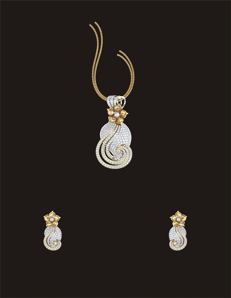 Engraved 14K And 18K Diamond Bar Necklace - Color: White & Golden