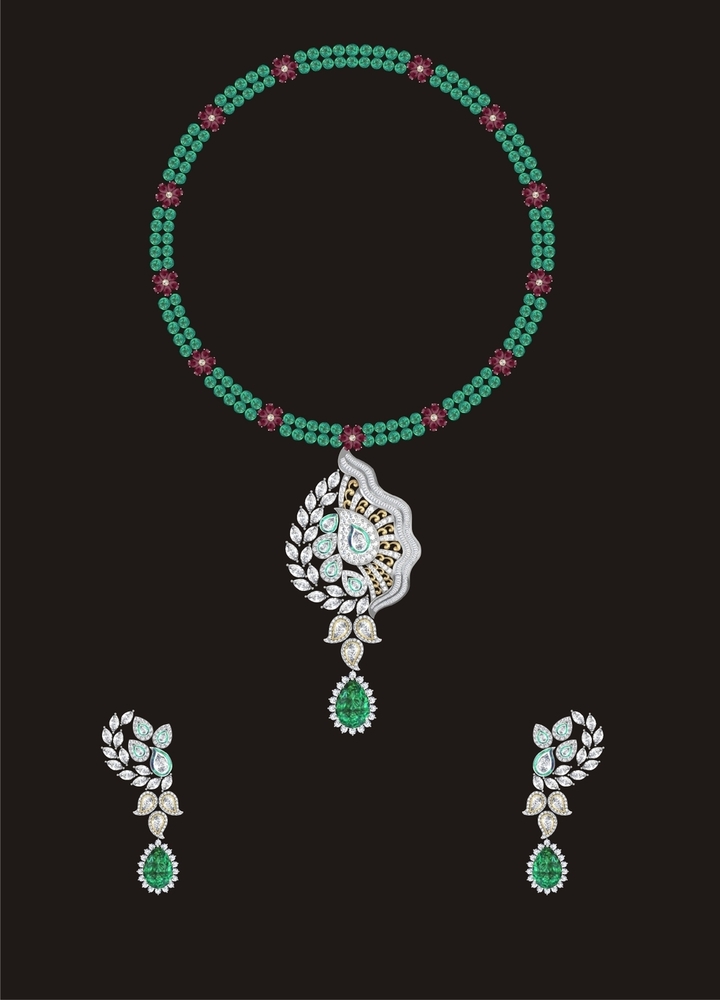 Teardrop Diamond Necklace - Color: Green