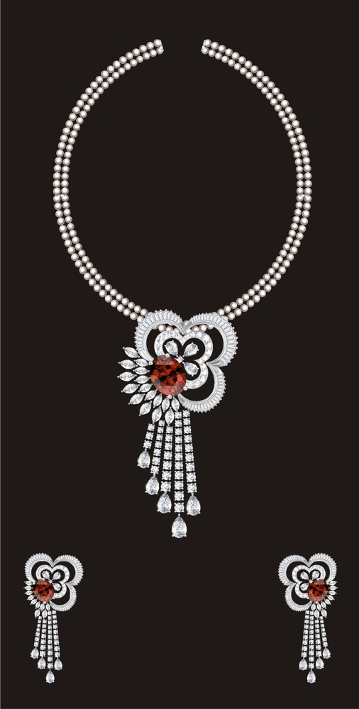 Classic Solitaire Diamond Pendant - Color: White & Red
