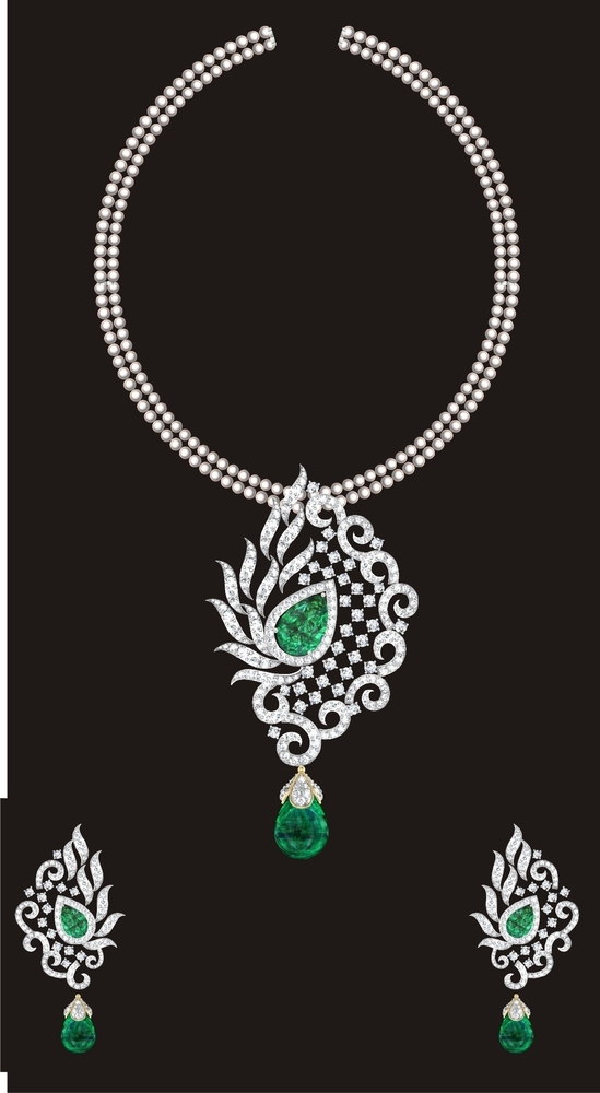 Diamond Pendant - Color: White & Green