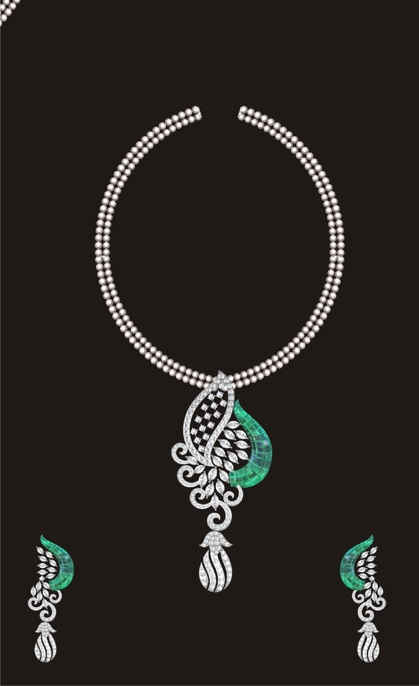 Infinity Symbbol Diamond Necklace - Color: White & Green