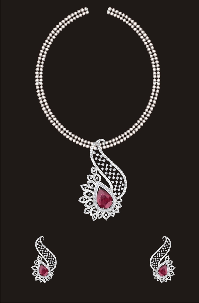 Customized Engraving Diamond Necklace - Color: White