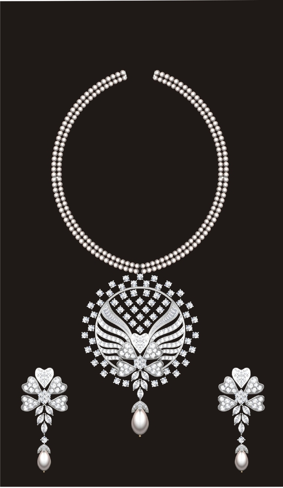 Majestic Peacock Kundan Necklace - Color: White