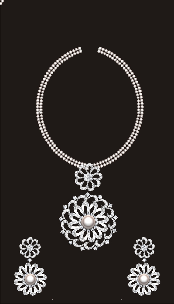 Mandal Art Charm Diamond Necklace - Color: White