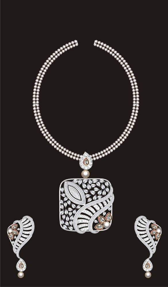 Modern Edge Square Diamond Pendant - Color: White