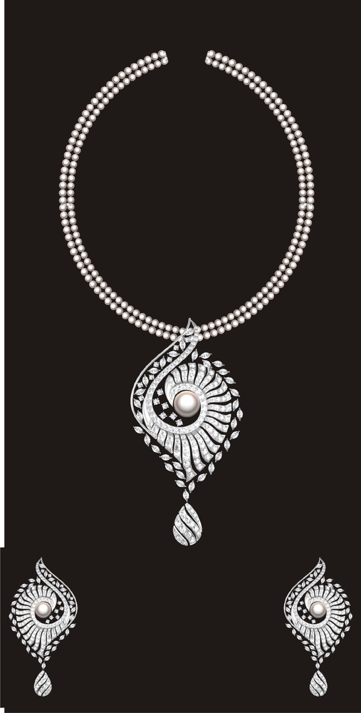 18K Gold Timeless Elegance White Pearl Necklace - Diamond Cut: Good