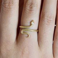 Snake Stone Ring - Color: Golden