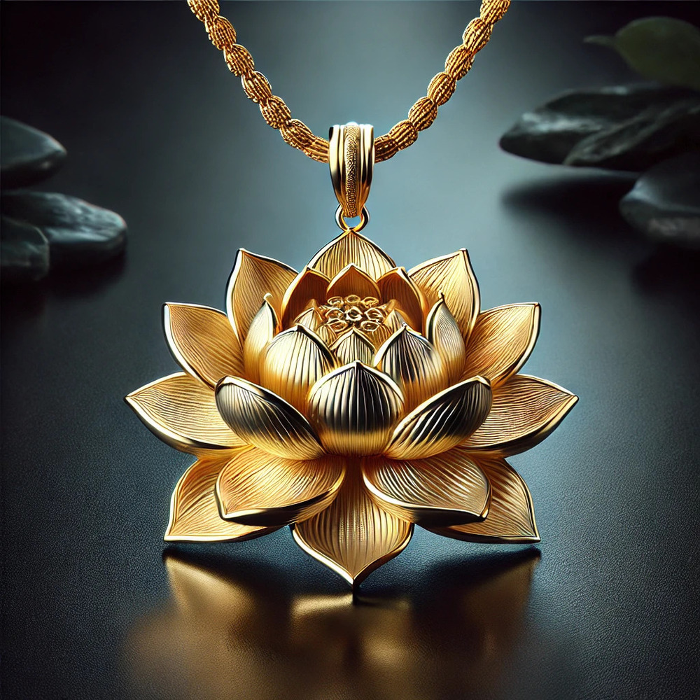 Lotus Flower Pendant - Color: Golden