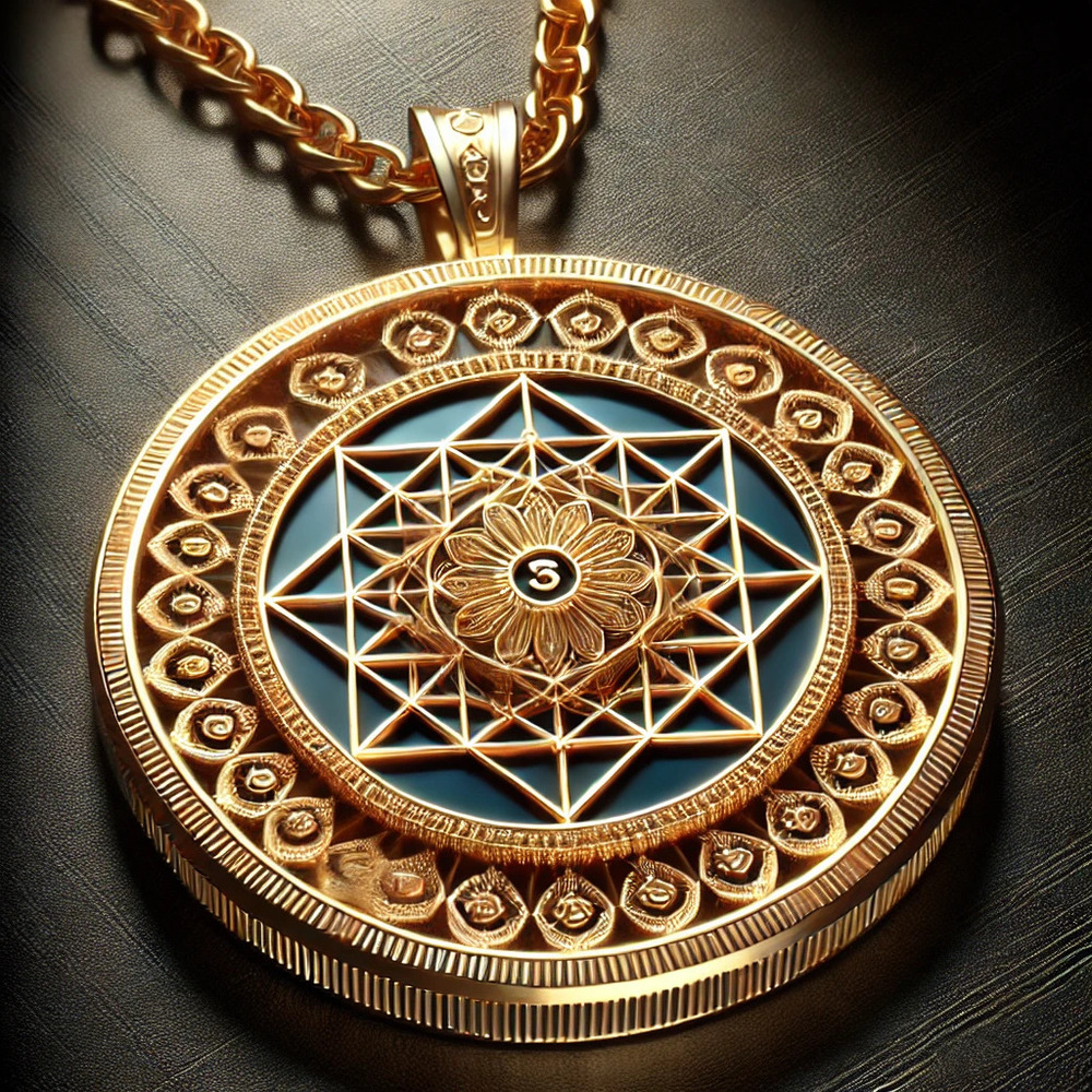 18K Sri Yantra Gold Pendant - Gender: Unisex