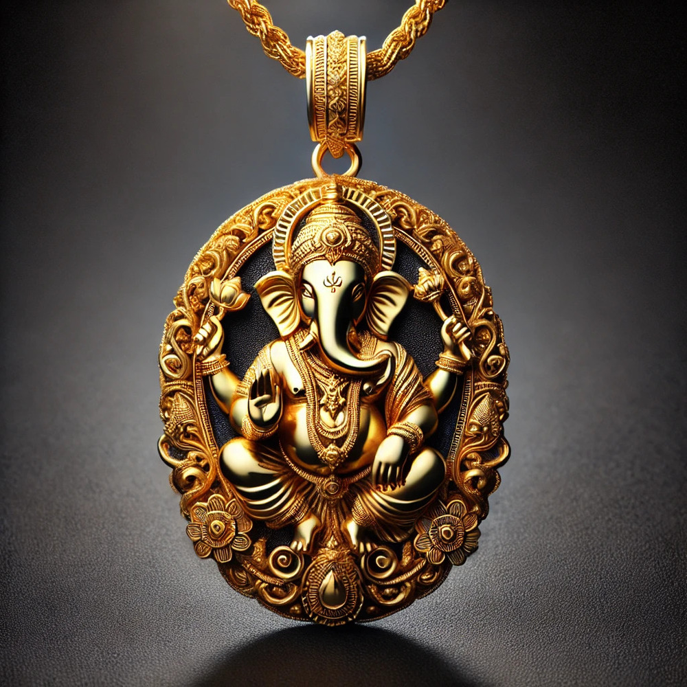 Customized Lord Ganesha Pendant - Color: Golden