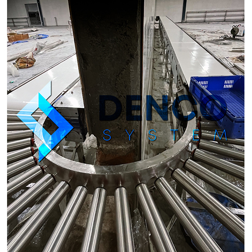 180 Degree Gravity Roller Conveyor - Color: Silver