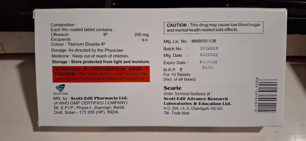 OFLOXACIN 200 MG TABLET